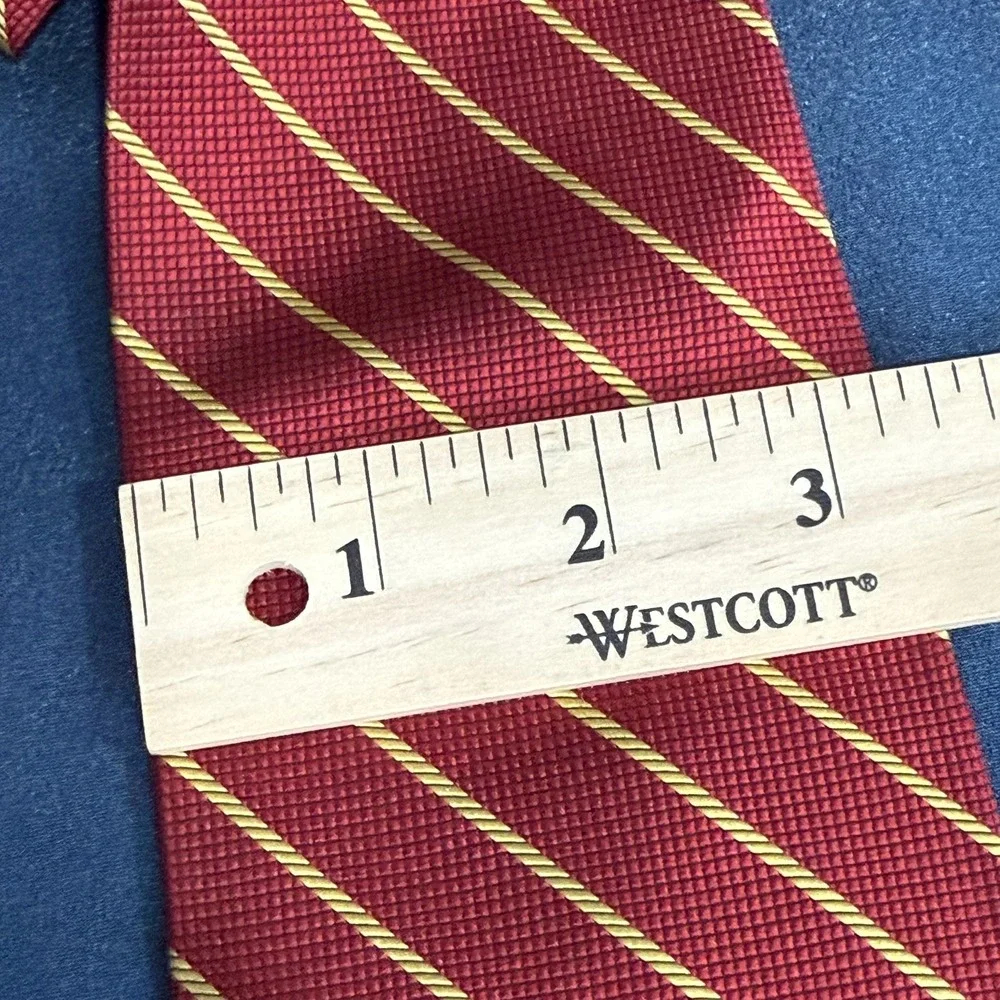 Brooks Brothers Makers Repp Silk Tie Red Gold Stripe Made USA Preppy